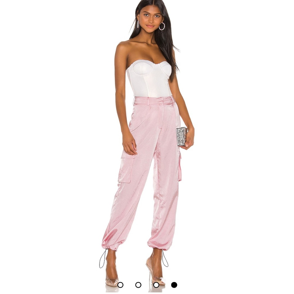 REVOLVE Superdown Seleste Pink Satin Cargo Pants